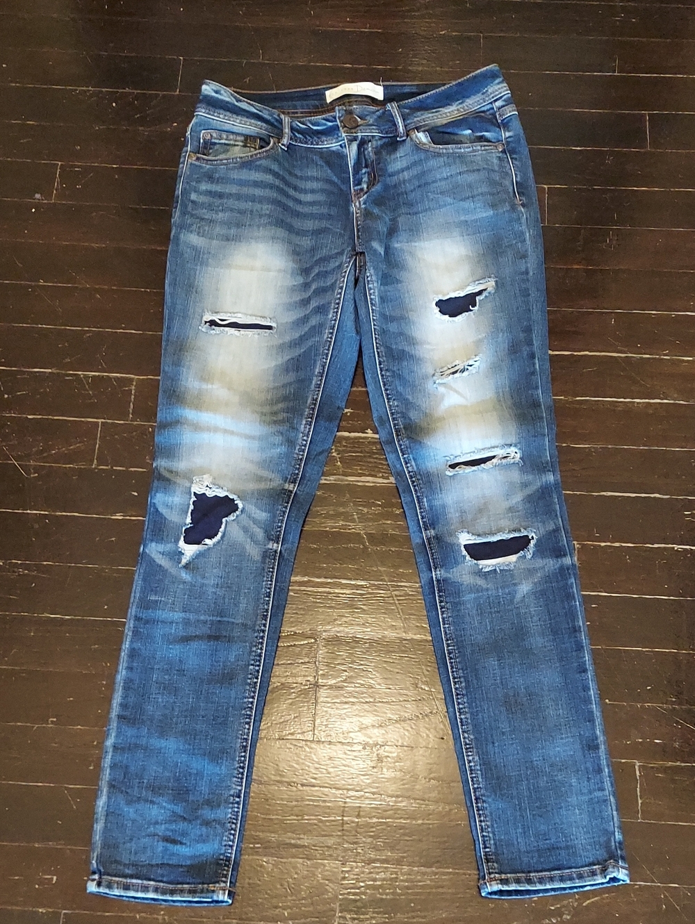 Women's Distressed Skinny Jeans — Blue